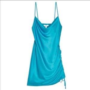 Topshop Ruched Satin Mini Slip Dress